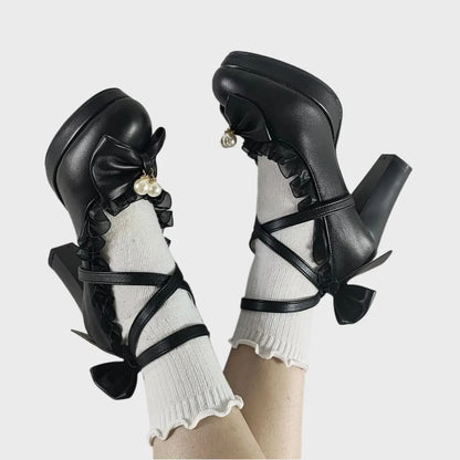 35-45 Waterproof Platform Cross Strap Lolita Princess Lolita Shoes