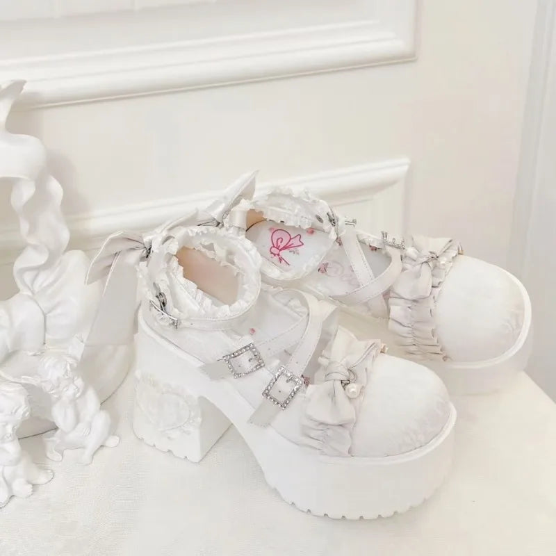 Cute Butterfly Knot Lace High Heels - 34-42