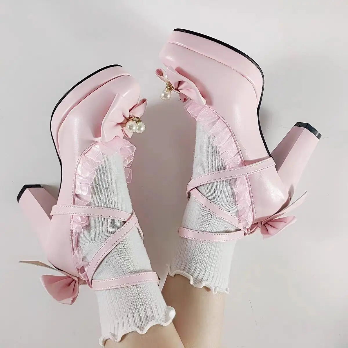 35-45 Waterproof Platform Cross Strap Lolita Princess Lolita Shoes