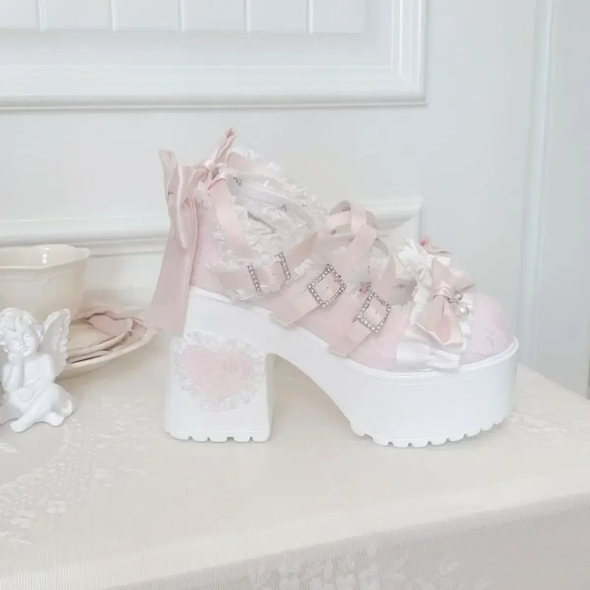 Cute Butterfly Knot Lace High Heels - 34-42