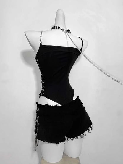 Black Gothic Animation Design Super Shorts Suit