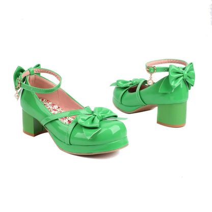 31-48 Red Bride Wedding Strappy Platform Mary Janes Pumps Ankle Strap Block Heels