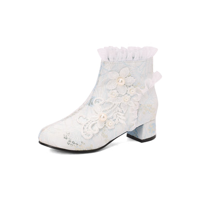 33-43 Chinese Style Flowers Mesh Vintage Embroidery Boots