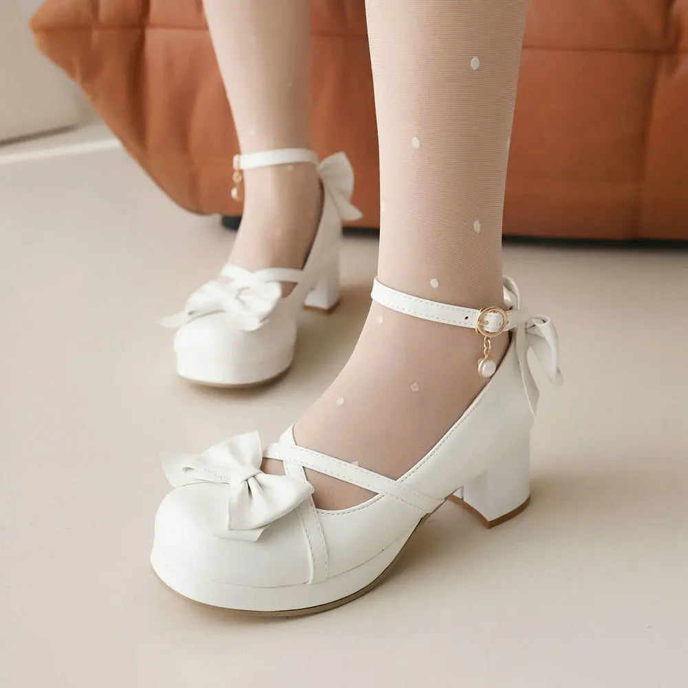 31-48 Red Bride Wedding Strappy Platform Mary Janes Pumps Ankle Strap Block Heels