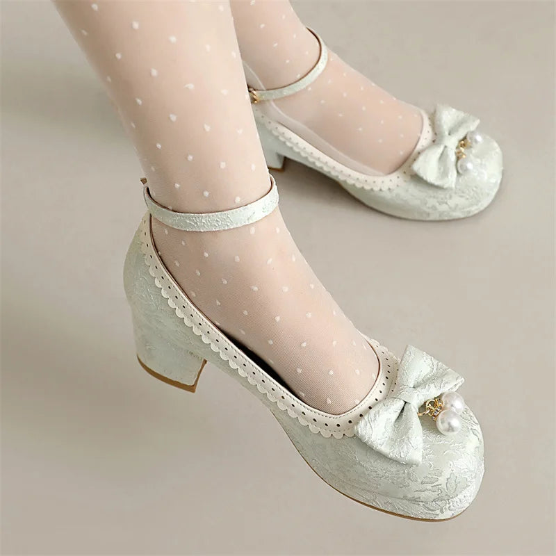 34-39 Chinese Gown Bow Lace Princess Lolita Shoes