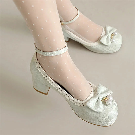 34-39 Chinese Gown Bow Lace Princess Lolita Shoes