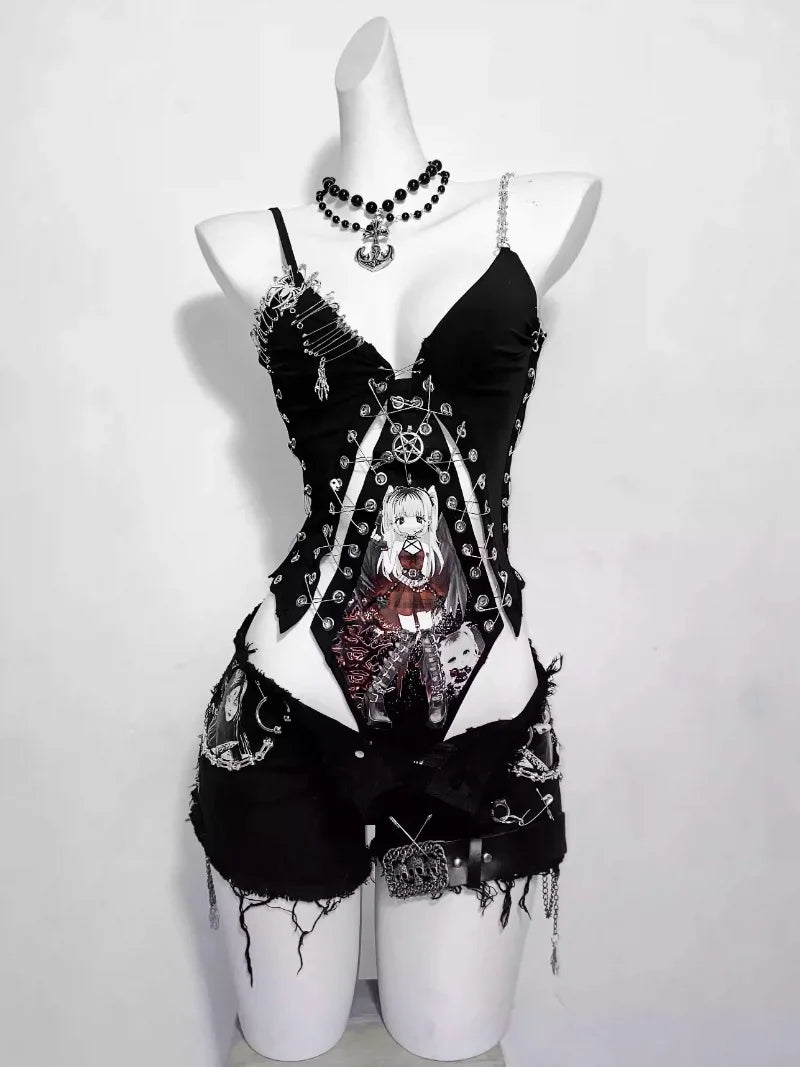 Black Gothic Animation Design Super Shorts Suit