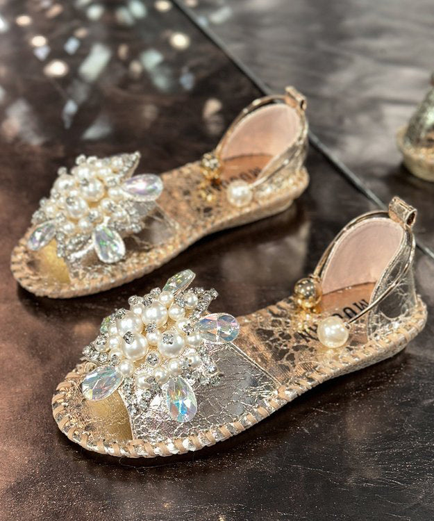 Sandals Nail Splicing Bead Hiking Faux Stylish Silver Leather Zircon