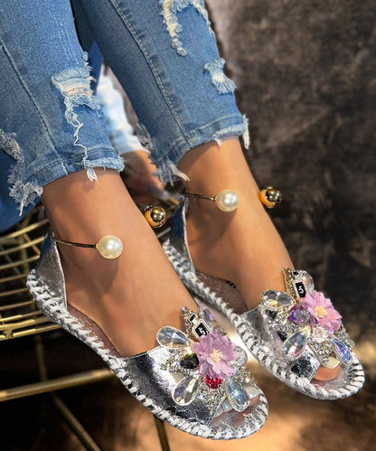 Silver Zircon Splicing Fashion Sandals For Floral Walking Best
