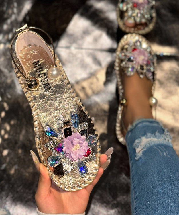 Silver Zircon Splicing Fashion Sandals For Floral Walking Best