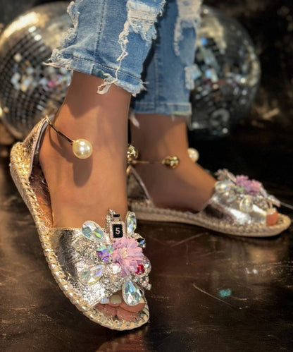 Silver Zircon Splicing Fashion Sandals For Floral Walking Best