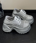 Plateau Sandalen Up Silver Out Splicing Hollow Lace Fashion