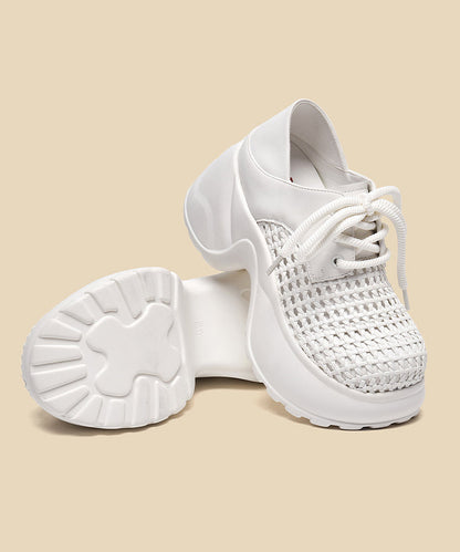 Platform Sandals Up Silver Out Splicing Hollow Lace Fashion