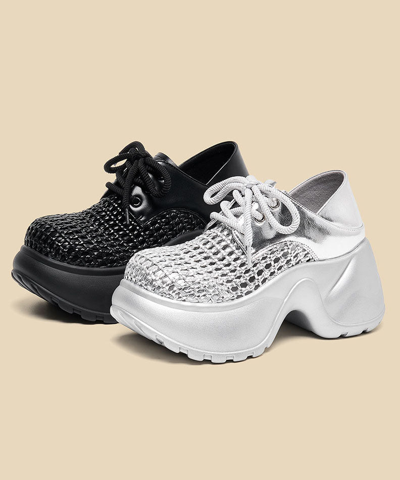 Plateau Sandalen Up Silver Out Splicing Hollow Lace Fashion