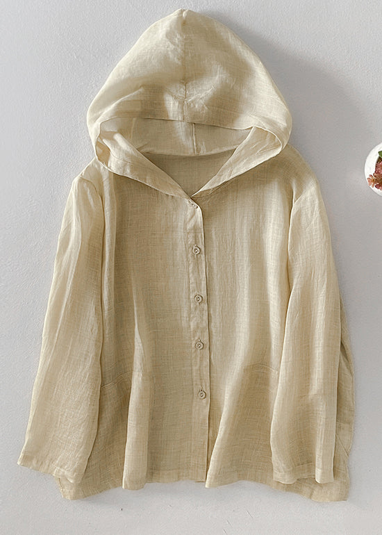 Simple Pockets Fall Button Shirt Kapuze Baumwolle Rosa