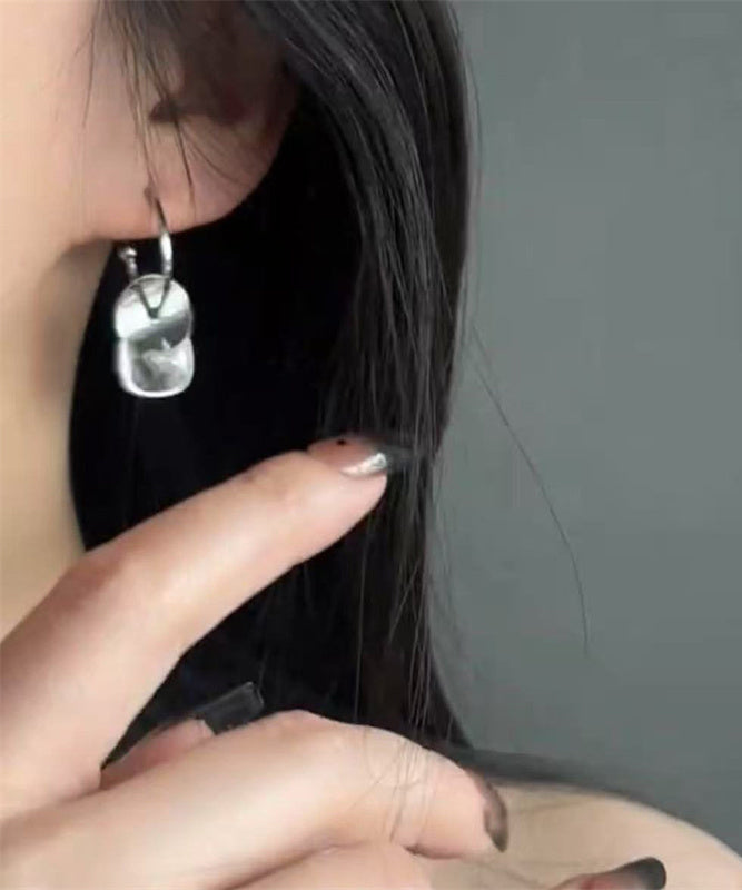 シンプルなシルクステンレスイヤリング クリスタルスチールディスクドロップ