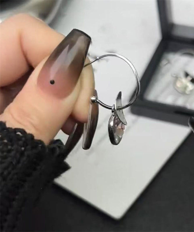 シンプルなシルクステンレスイヤリング クリスタルスチールディスクドロップ