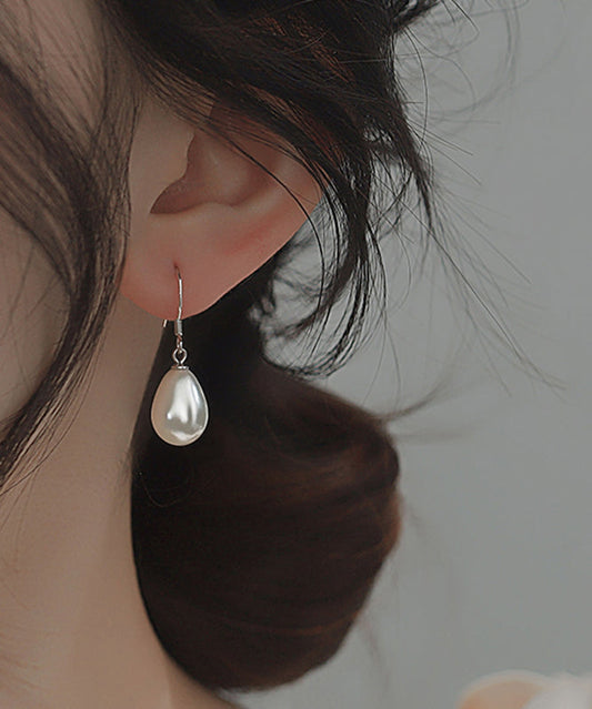 スターリングイヤリング シルク シンプル パール シルバー ドロップ