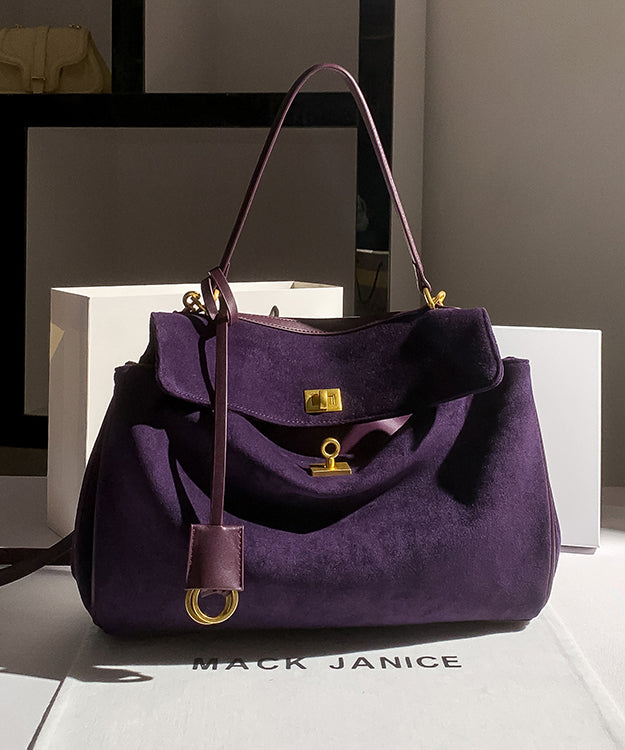 Faux Kapazität Tasche Schulter Vielseitig Wildleder Lila Einfache Große