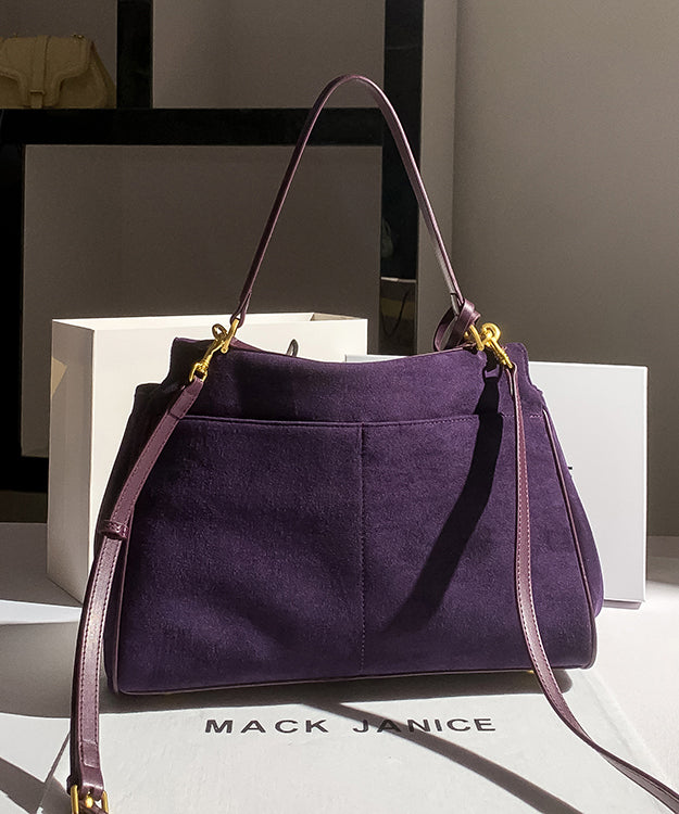 Faux Kapazität Tasche Schulter Vielseitig Wildleder Lila Einfache Große