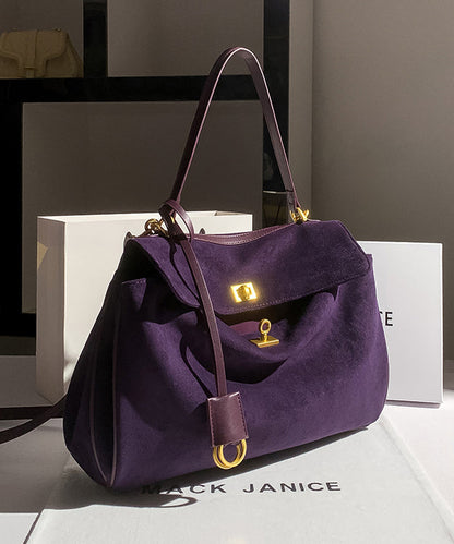 フェイクキャパシティバッグ ショルダーバッグ 多用途 スエード パープル シンプル ラージ