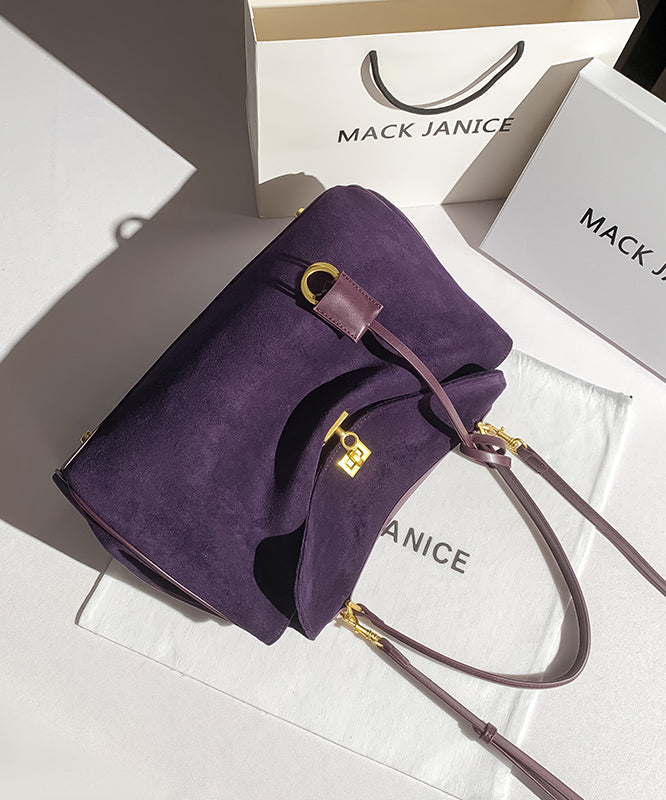 フェイクキャパシティバッグ ショルダーバッグ 多用途 スエード パープル シンプル ラージ