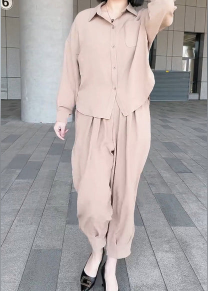 Oversized Collar Outfits Two Piece Summer Set Peter Pan Style Cotton Black