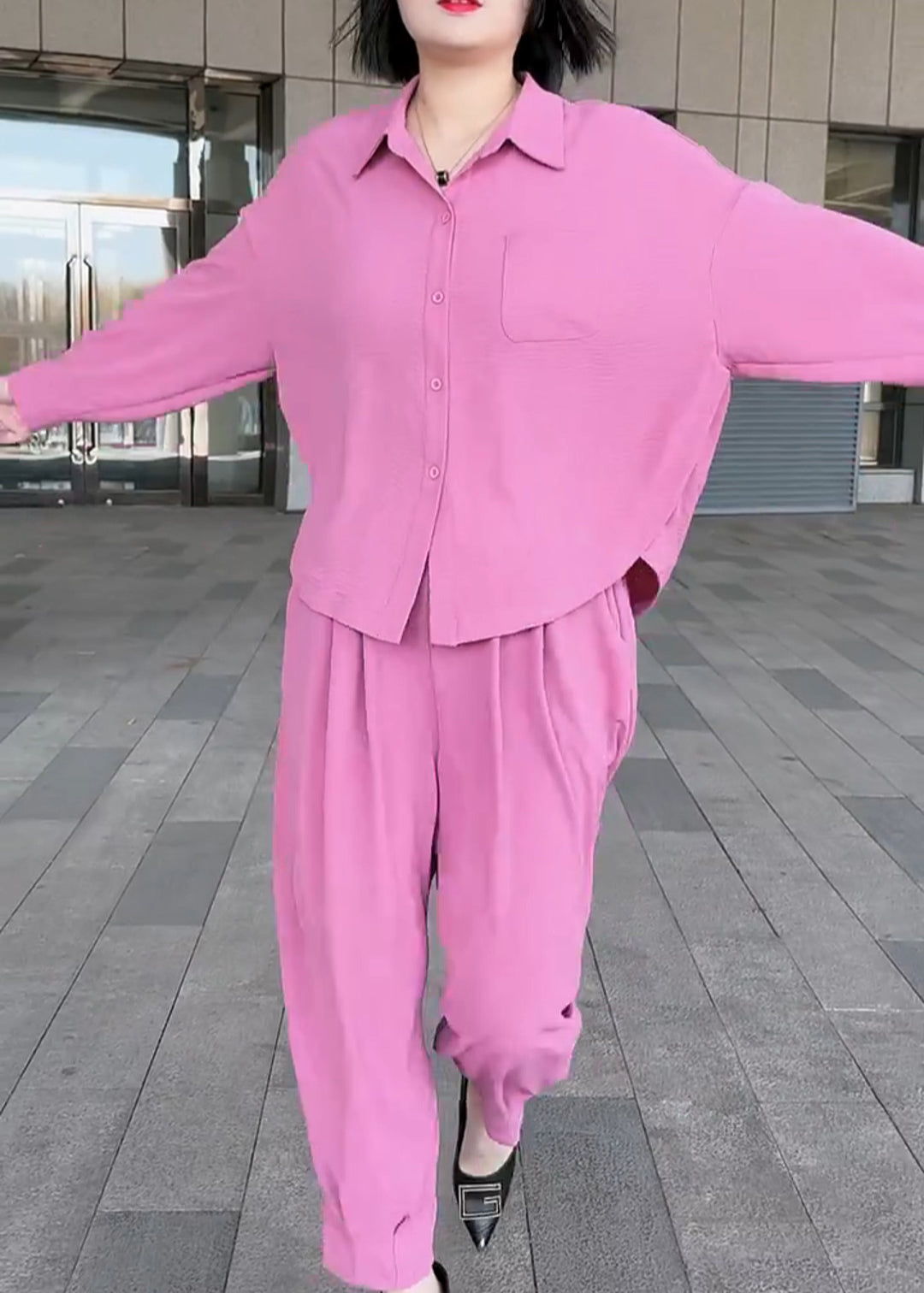 Übergroße Kragen Outfits Zweiteiliges Sommerset Peter Pan Stil Baumwolle Schwarz