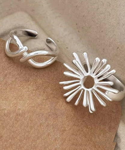 Alloy Two-Piece Style Set Silk Fireworks Hollow Rings Asymmetrical Out