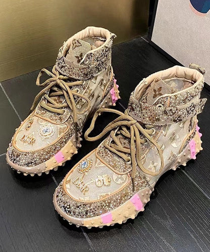 Mesh Breathable Flat Shoes Zircon Feet Green Stylish Splicing