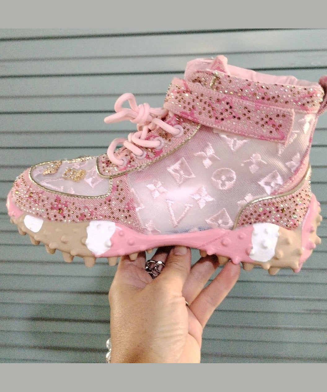 Mesh Breathable Flat Shoes Zircon Feet Green Stylish Splicing