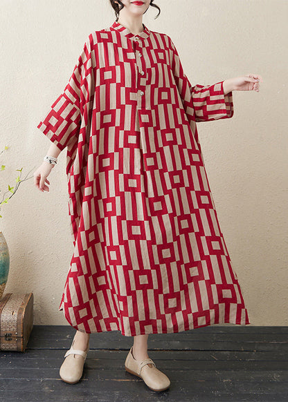 Rotes stilvolles Kragen-Seitenarmband-offenes Ärmel-langes Stand-Streifenkleid