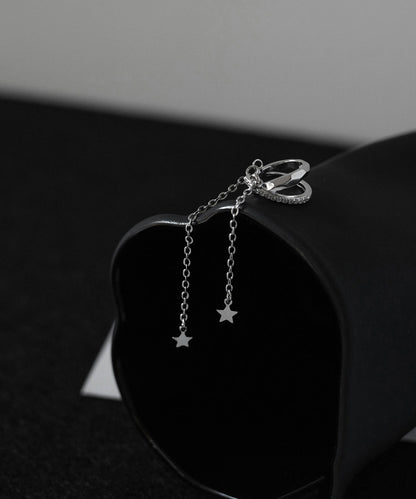 シルクドロップスタイリッシュジルコンタッセルスターイヤリング銅