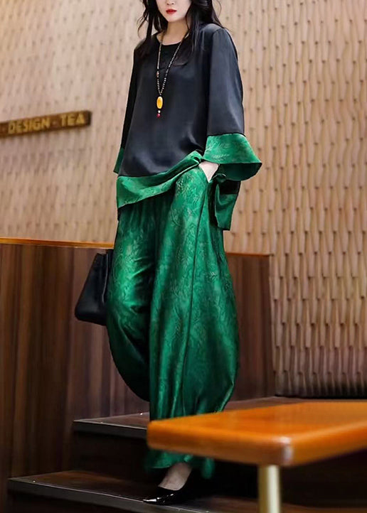 Two Peacock Einzigartiges Sommerstück aus Seide, Oversize-Patchwork, Grün