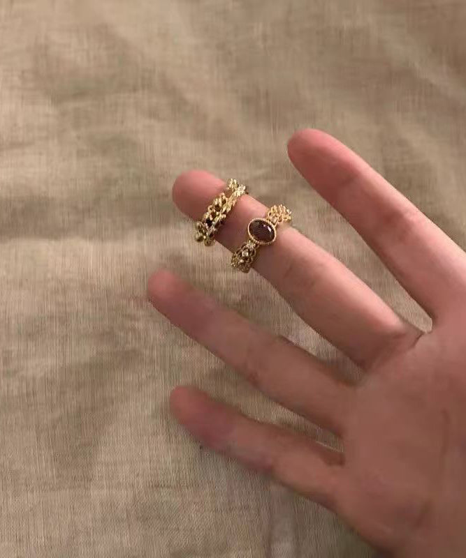 Ringe Zweiteiliges Sterling Vintage Set Silber Offen Overgild Gold