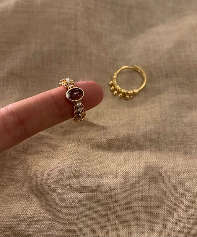 リング 2ピース スターリング ヴィンテージ セット シルバー オープン オーバーギルド ゴールド