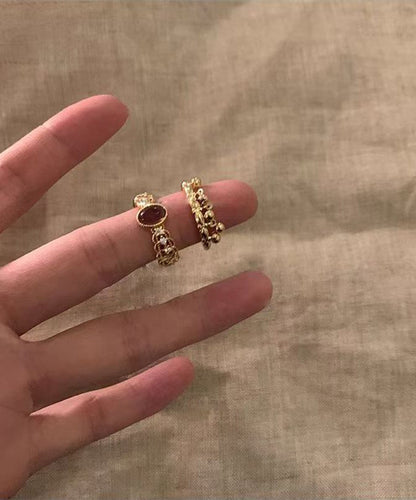 リング 2ピース スターリング ヴィンテージ セット シルバー オープン オーバーギルド ゴールド