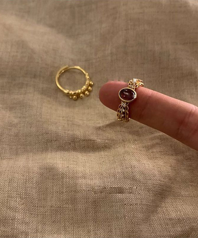 リング 2ピース スターリング ヴィンテージ セット シルバー オープン オーバーギルド ゴールド