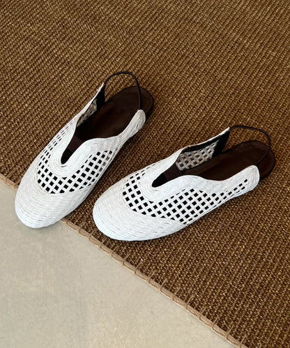 Spleißen Sandalen Flach Schaffell Hohl Boutique Out Weiß