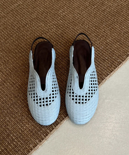 Spleißen Sandalen Flach Schaffell Hohl Boutique Out Weiß