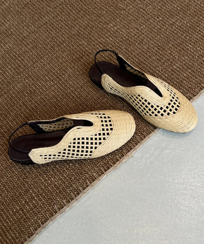 Spleißen Sandalen Flach Schaffell Hohl Boutique Out Weiß