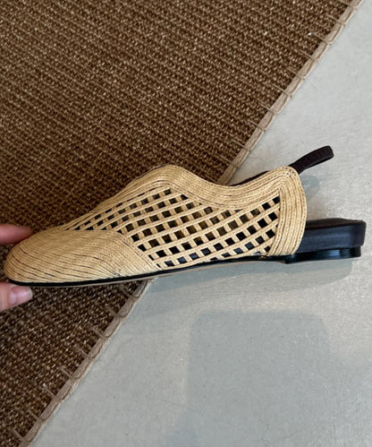 Spleißen Sandalen Flach Schaffell Hohl Boutique Out Weiß