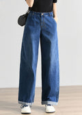 Denim High Blue Waist Sommer Damenhose