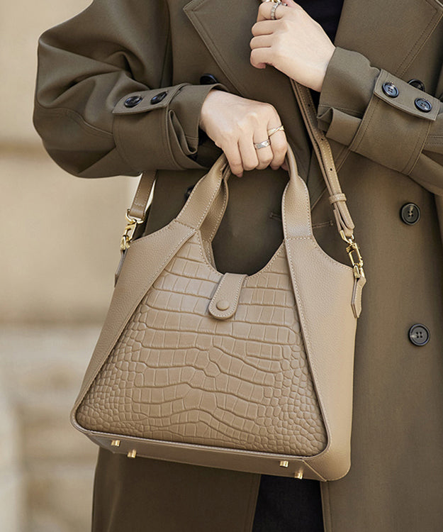 レディースレザーグレーカーフ耐久性パッチワークトートバッグ