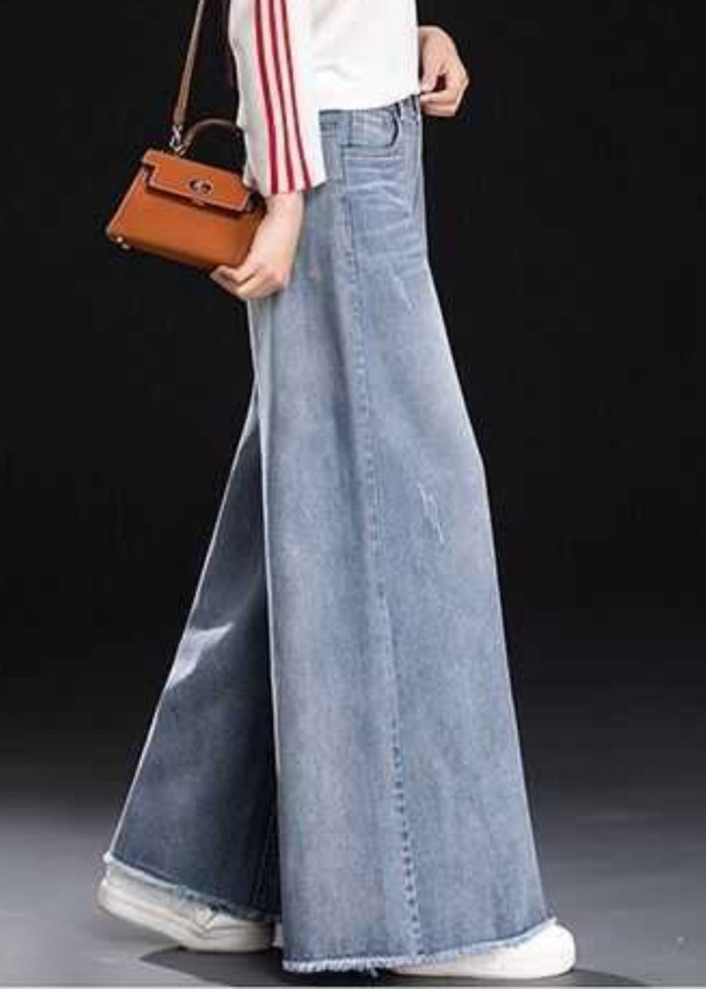 Hose Denim Leicht Sommer Quaste Blau Damen Gerade