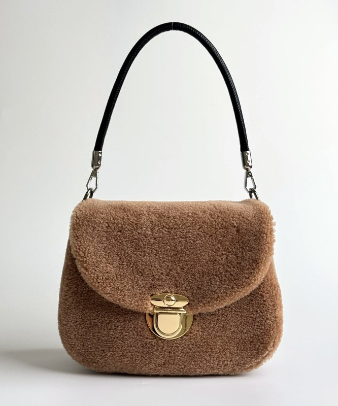 Women Shoulder Stylish Woolen Pink Bag Versatile