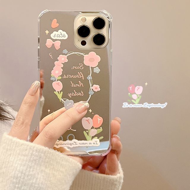 Flower Mirrored Phone Case - Compatible with iPhone