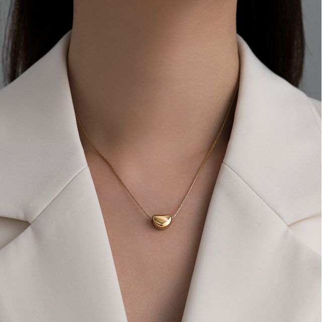 Bean Steel Stainless Pendant Necklace Polished