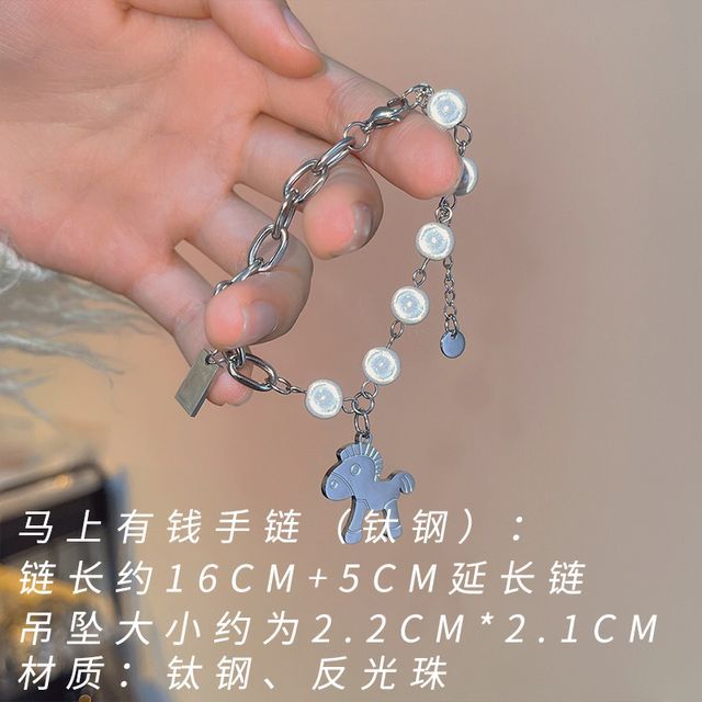 ビーズ反射合金ブレスレット レイヤード