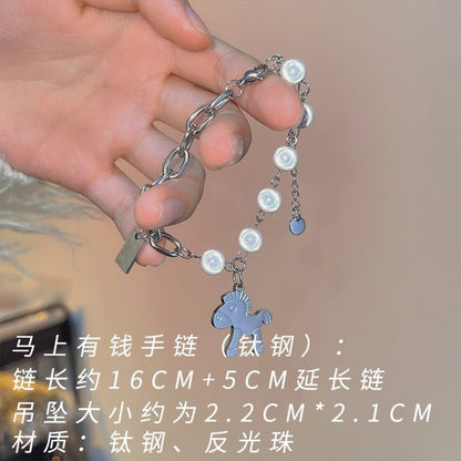 ビーズ反射合金ブレスレット レイヤード